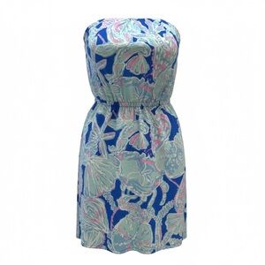 Lilly Pulitzer WIndsor Knit Strapless Dress Bay Blue Into The Deep Size XXS
